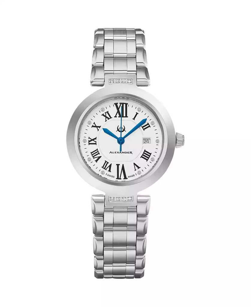 Stuhrling Alexander Watch AD203B-01, Ladies Quartz Date Watch with Stainless Steel Case on Stainless Steel Bracelet