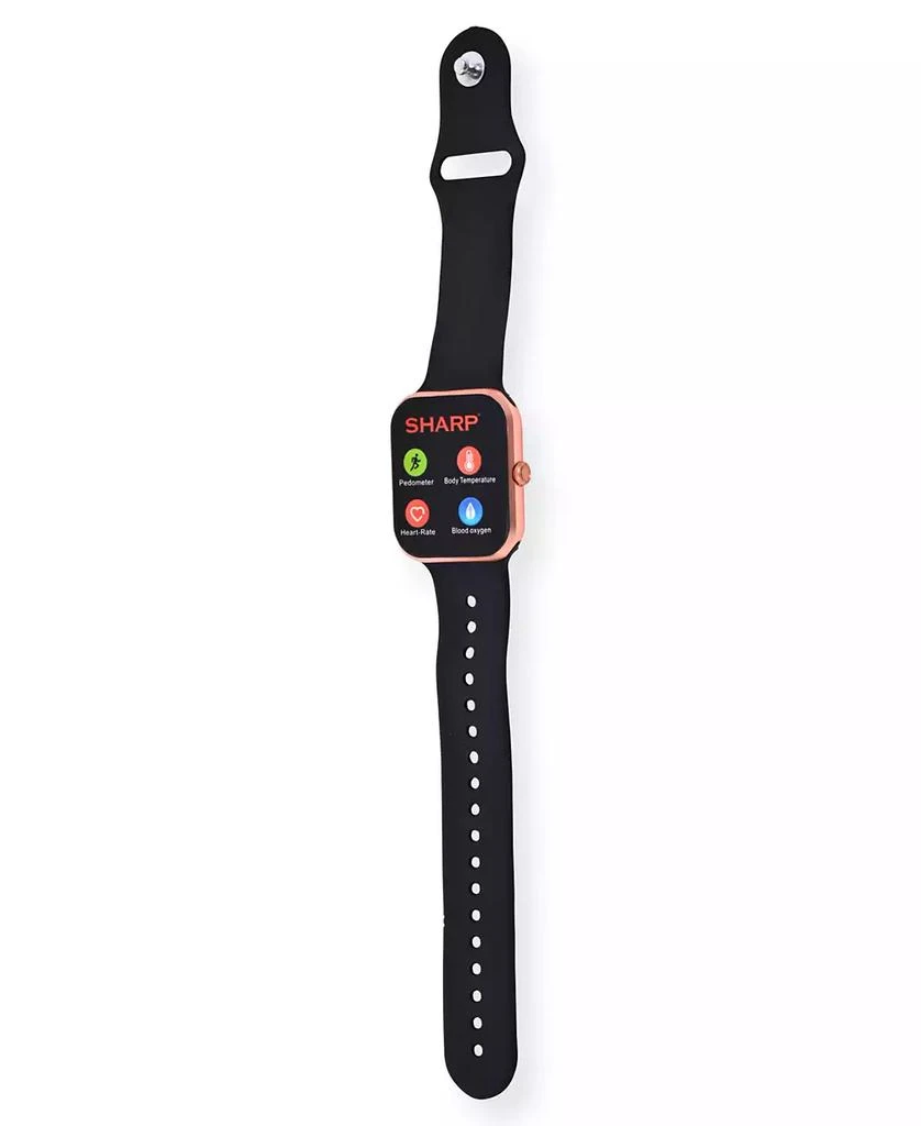 SHARP Unisex Rose Gold-Tone and Black Silicone Smart Watch 38mm 5