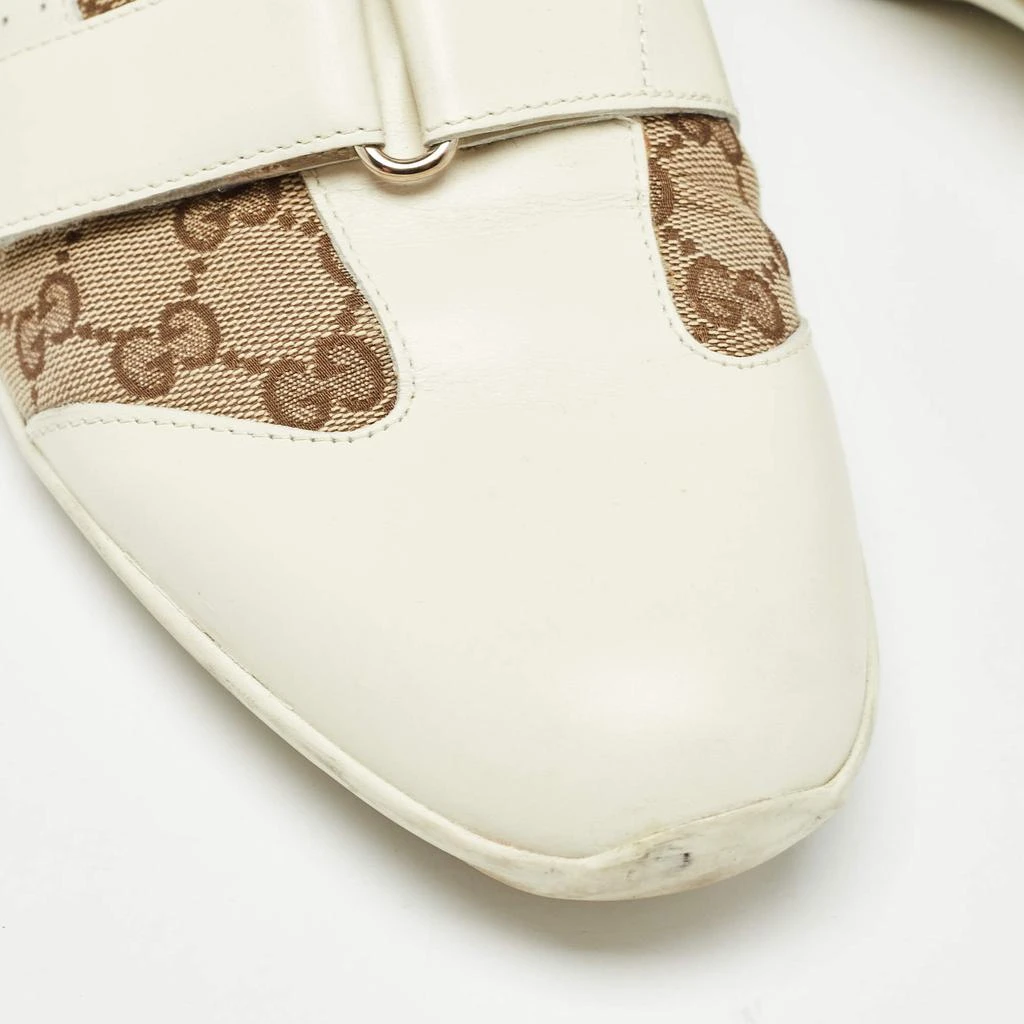 Gucci Gucci White/Beige GG Canvas and Leather Velcro Low Top Sneakers Size 43 7