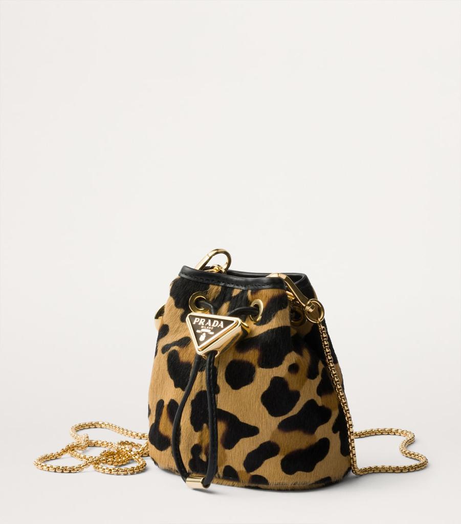 Prada Mini Leather Leopard Cross-Body Pouch - Crossbody Bags