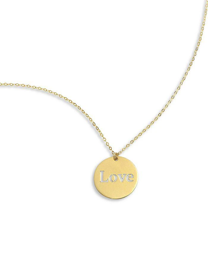 Moon & Meadow 14K Yellow Gold Love Cutout Disc Pendant Necklace, 18" 1