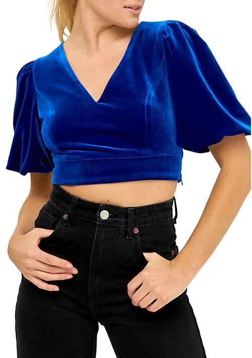 Endless Rose Rose Velvet Puff Sleeve Top 1