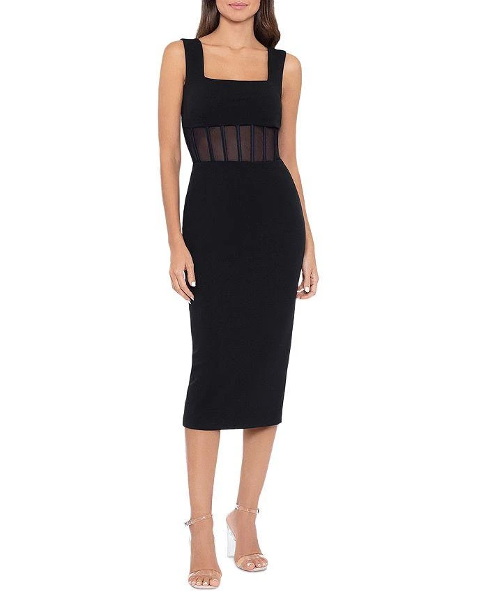 AQUA Bustier Mesh Panel Sheath Dress - Exclusive 1