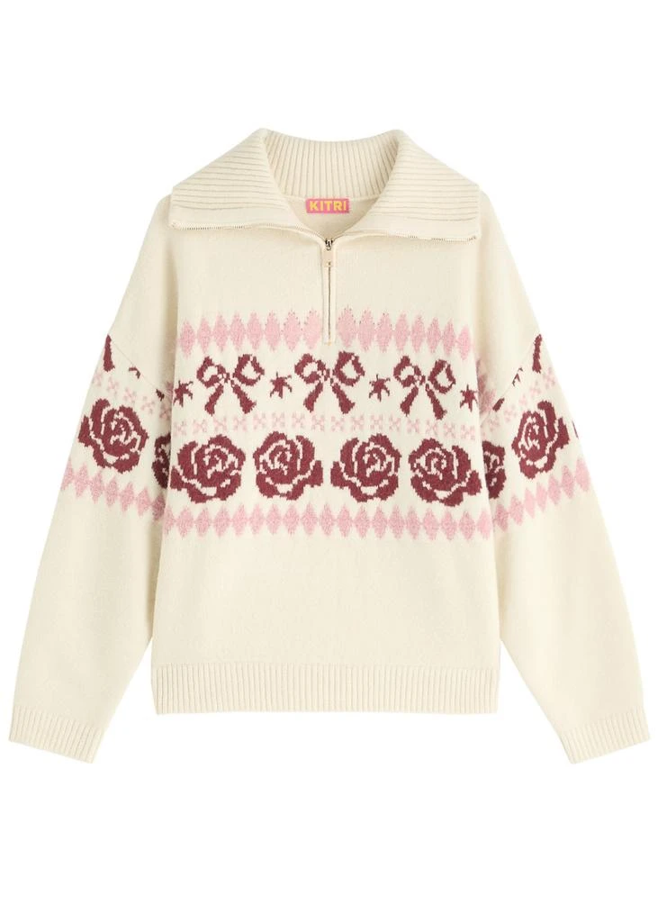 Kitri Uma Fair Isle intarsia half-zip jumper 1