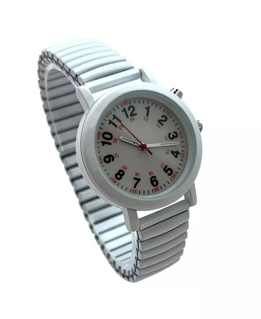 Olivia Pratt White Stretch Band Easy Read Nurse Watch with Second Hand Women Watch 2