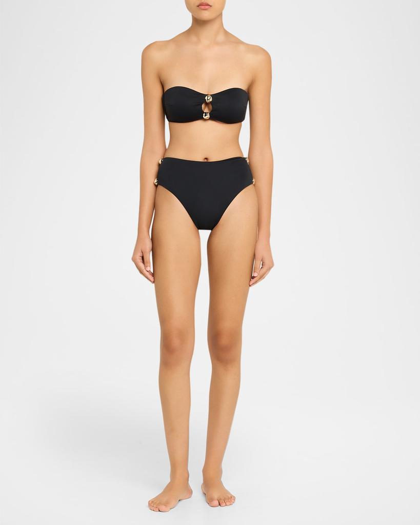 SIMKHAI Tyas Studded High-Waist Bikini Bottoms
