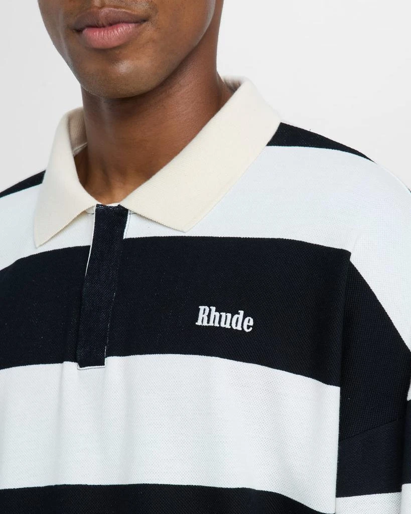 Rhude Men's Stripe Pique Long-Sleeve Polo Shirt 5