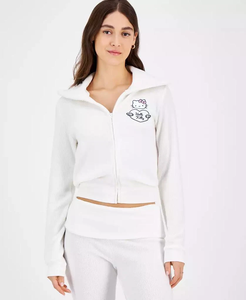 Grayson Threads, The Label Juniors' Hello Kitty Cozy Waffle Knit Zip-Up Top 1