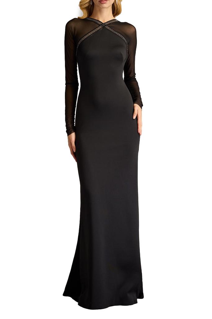 Tadashi Shoji Savoy Sheer Sleeve Gown