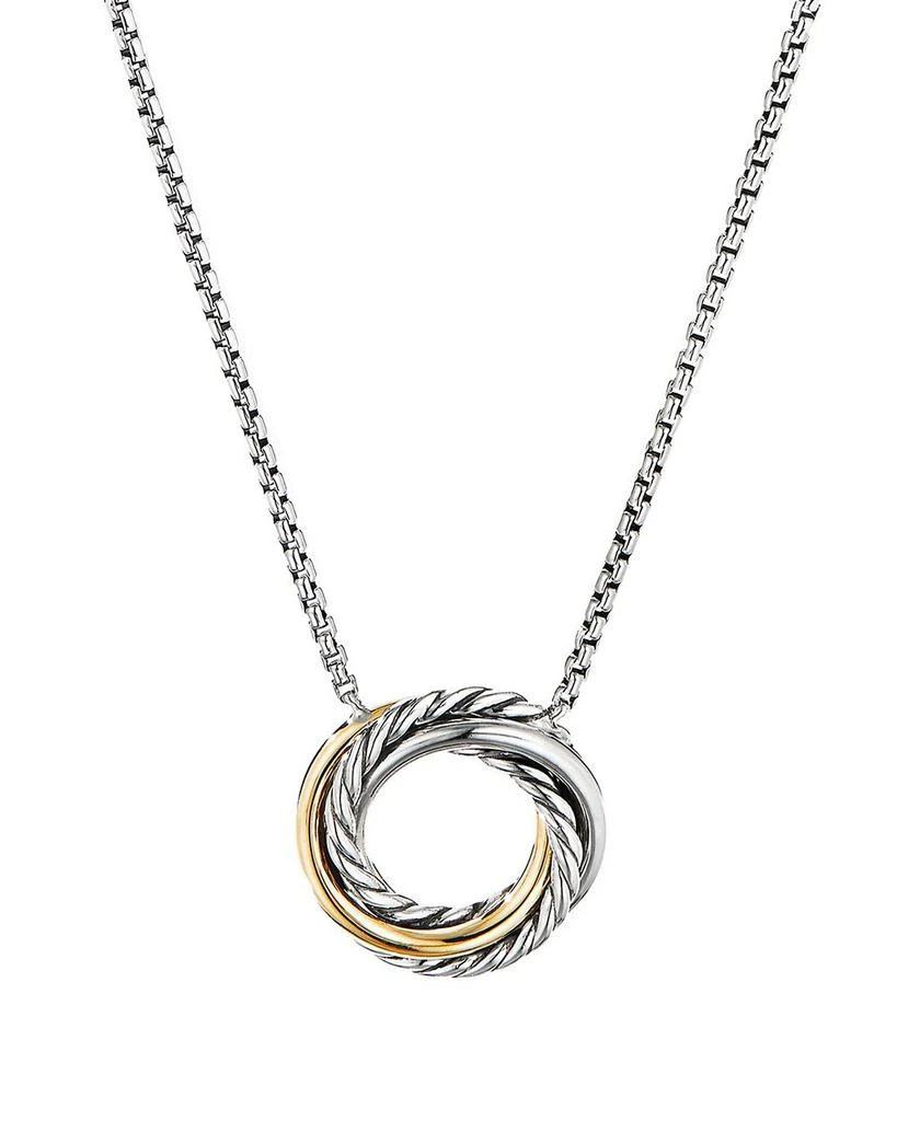David Yurman Sterling Silver 
18K Yellow Gold Crossover Mini Pendant Necklace, 17" 1
