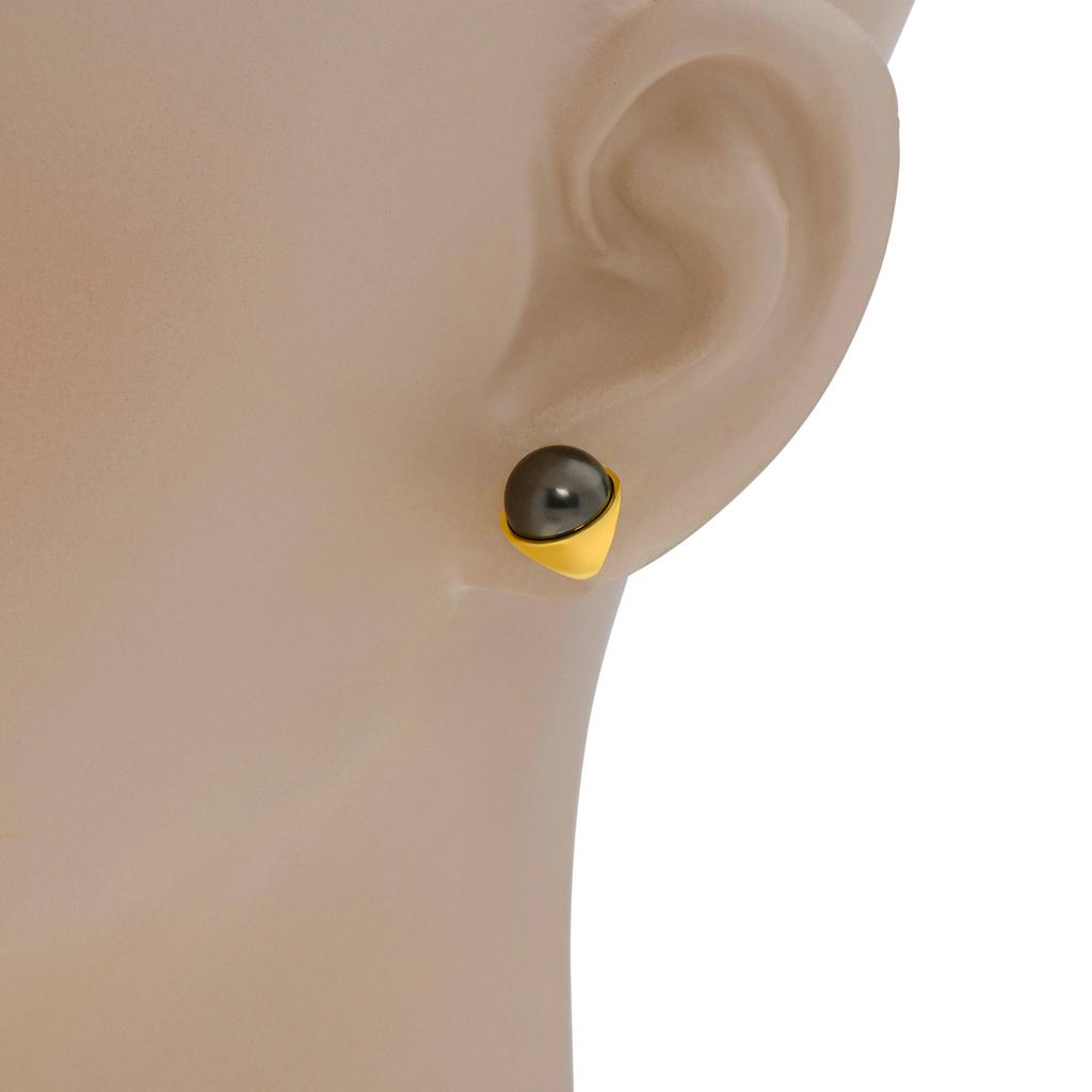 Assael Assael 18K Yellow Gold Tahitian Natural Color Cultured Pearl Stud Earrings EG-OYTH-2