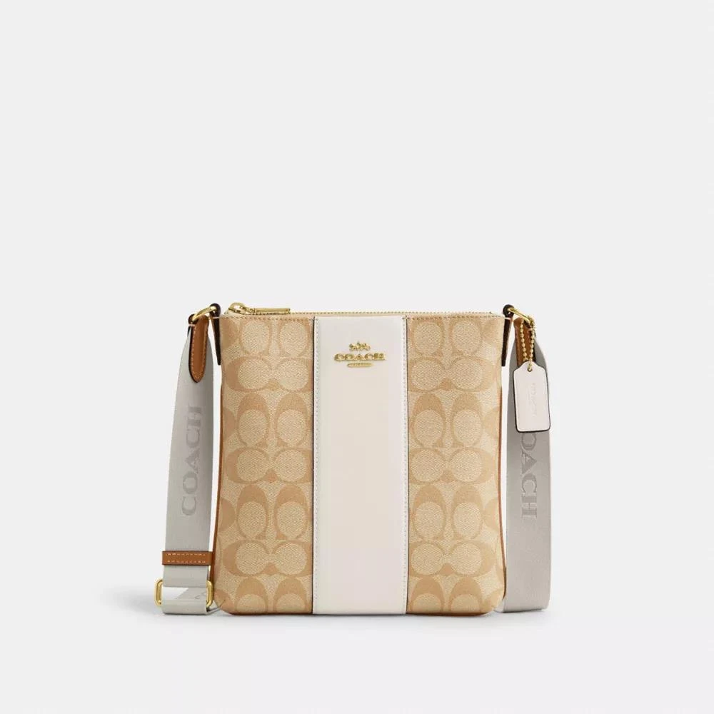 Coach Mini Rowan File Bag In Signature Canvas With Stripe 1