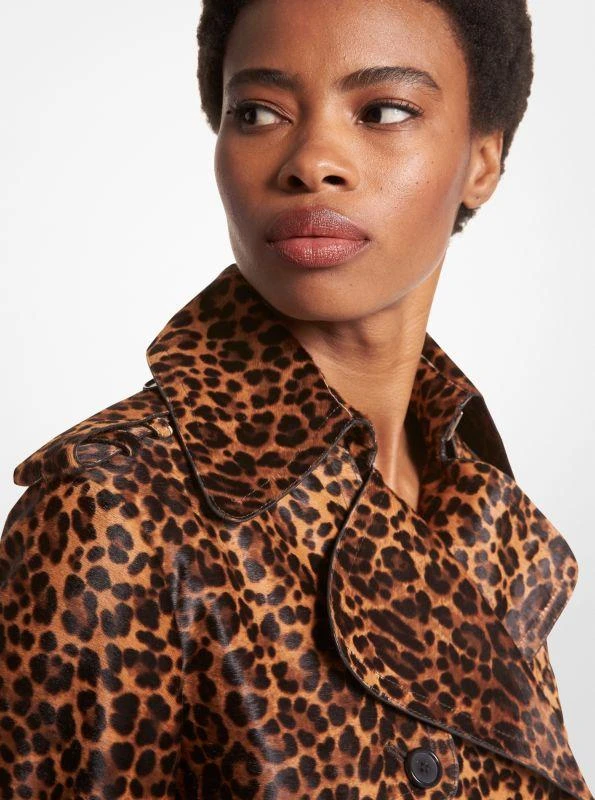 Michael Kors Leopard Print Calf Hair Trench Coat 3