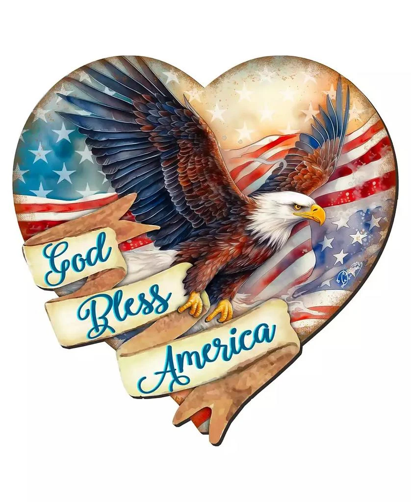 Designocracy God Bless America Patriotic Eagle Décor