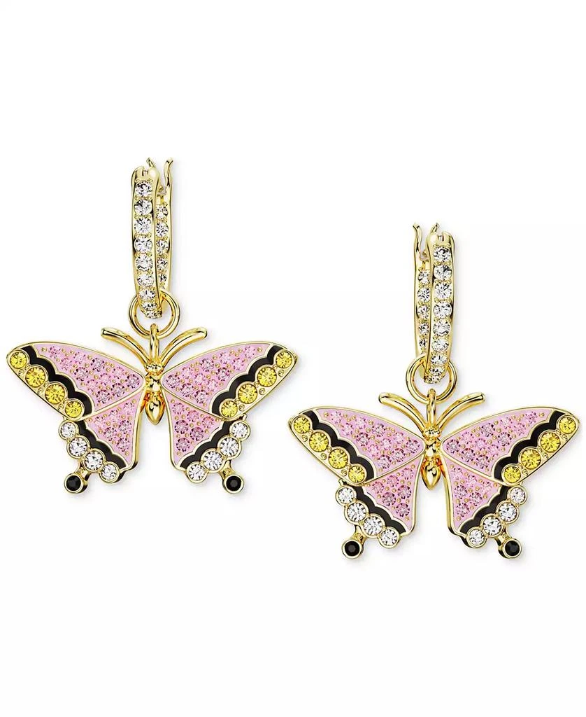 Swarovski Gold-Tone Multicolor Pavé Butterfly Charm Hoop Earrings 2