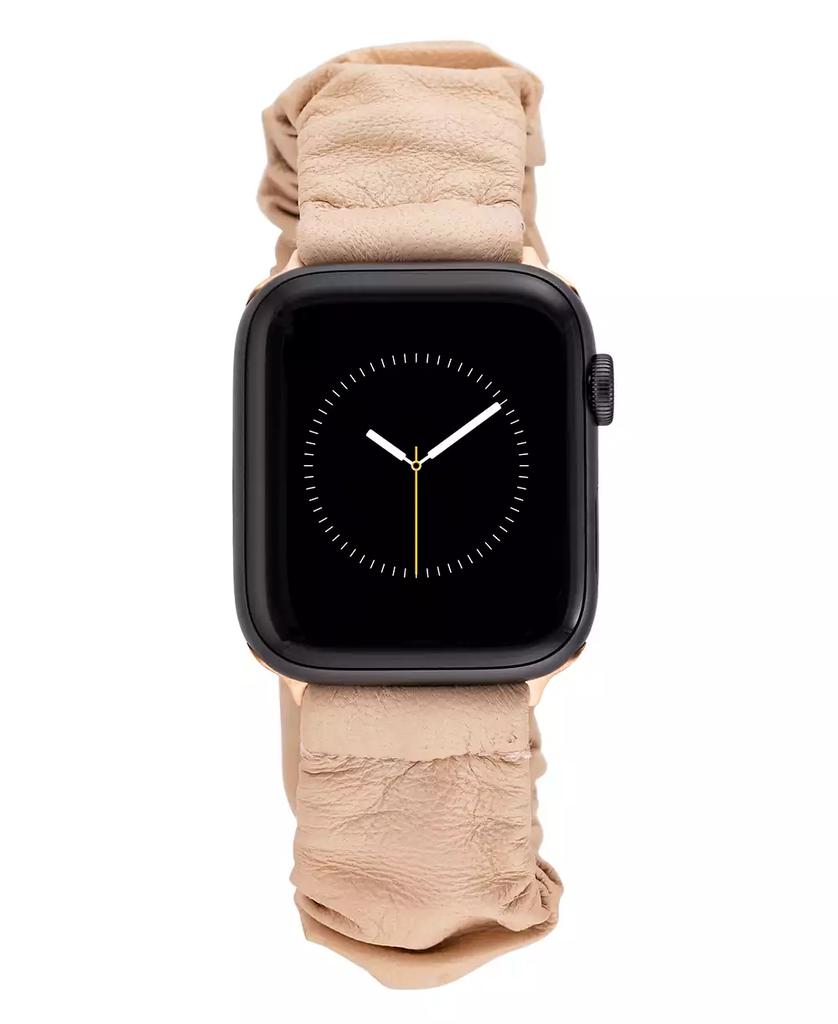 Anne Klein Women's Beige Genuine Leather Scrunchie Band designed for Apple Watch® 42mm (Series 10) & 38/40/41mm