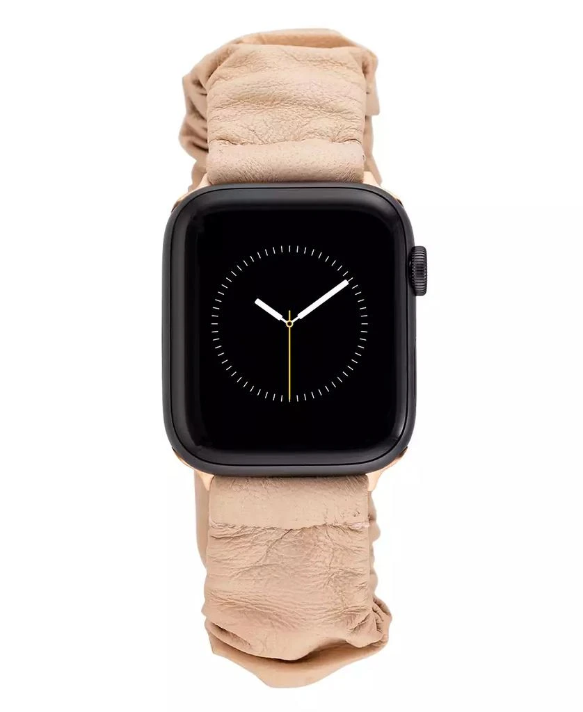 Anne Klein Women's Beige Genuine Leather Scrunchie Band designed for Apple Watch® 42mm (Series 10) & 38/40/41mm 1