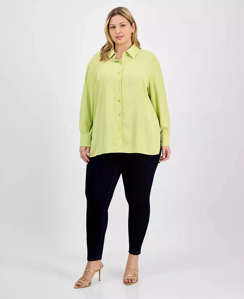 INC International Plus Size Collared Split-Side Shirt, Exclusively at Macy's 1