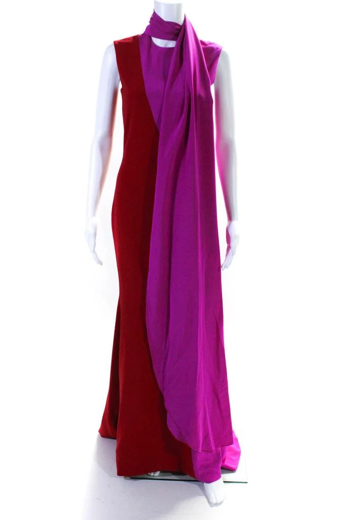 Christian Siriano Color Block Dress Gown Red Pink 1
