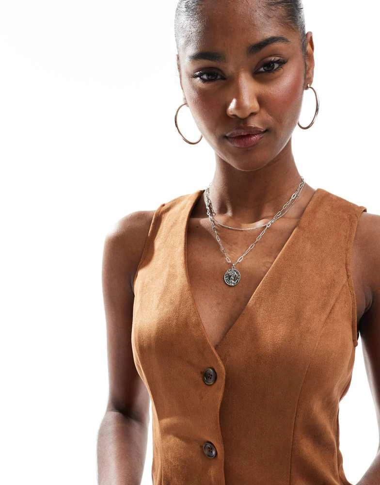 New Look New Look suedette waistcoat in brown 2