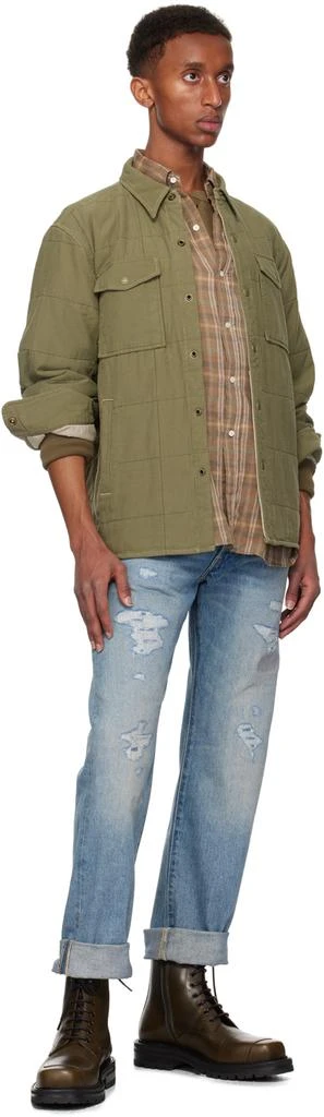 RRL Blue Straight Fit Repaired Jeans 4