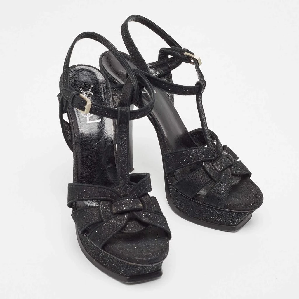 Yves Saint Laurent Saint Laurent Black Textured Suede Tribute Sandals Size 39 4