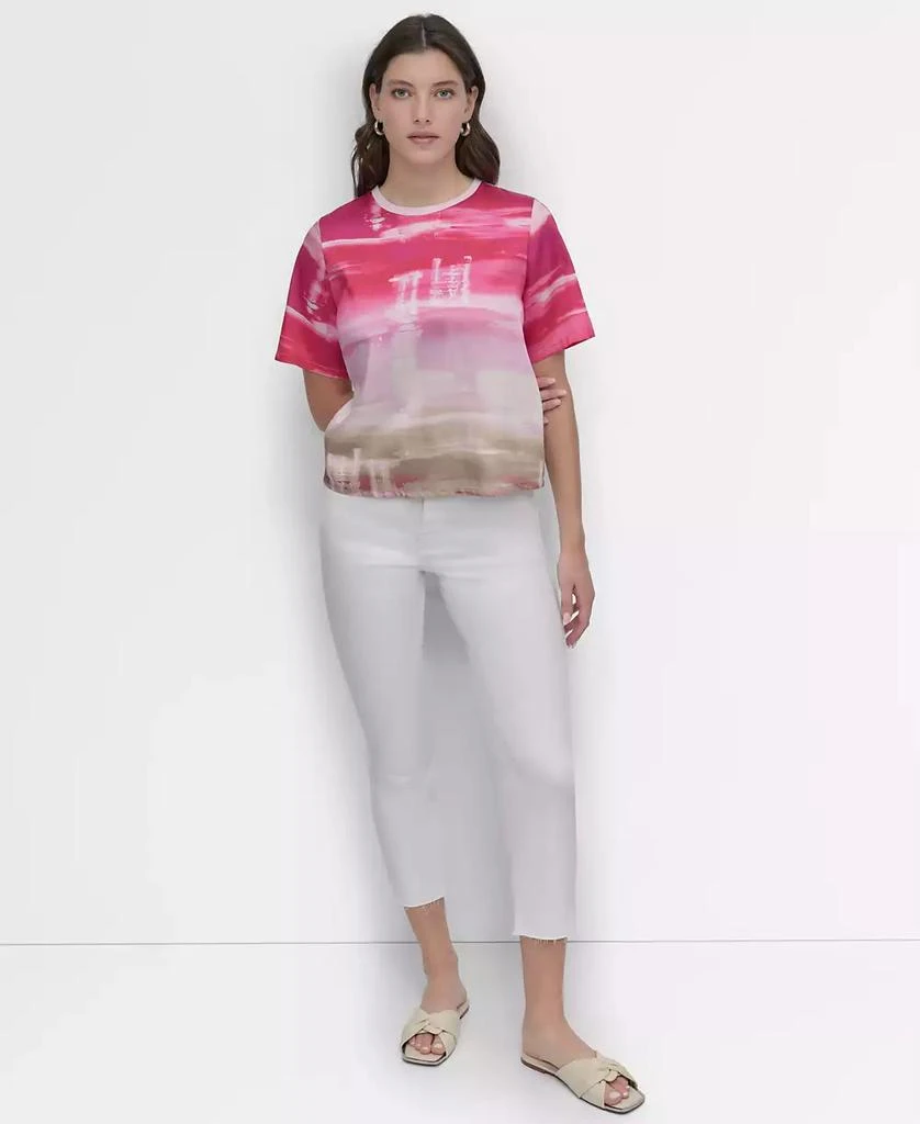 DKNY Women's Brushstroke-Print Short-Sleeve Top 1