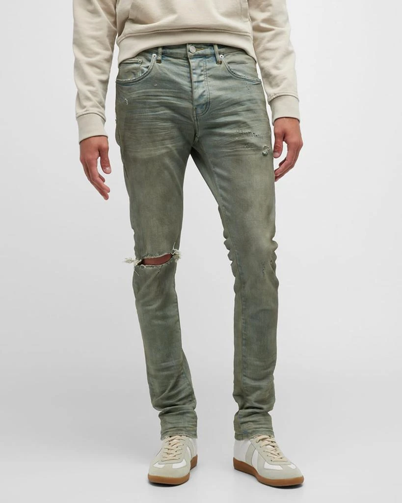 PURPLE Men's P001 Light Dirty Wax Skinny Jeans 4