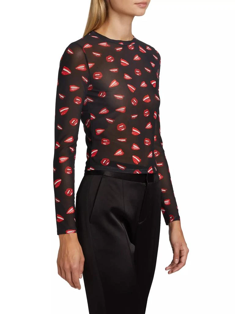Alice + Olivia Delaina Printed Mesh Crop Top 4
