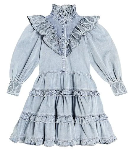 embroidered chambray dress Floral Embroidered Chambray Dress – Marquise