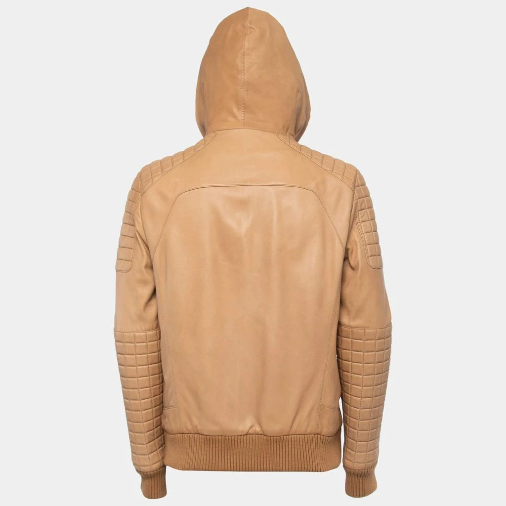 Balmain Balmain Beige Lambskin Leather Hooded Jacket 2XL 2