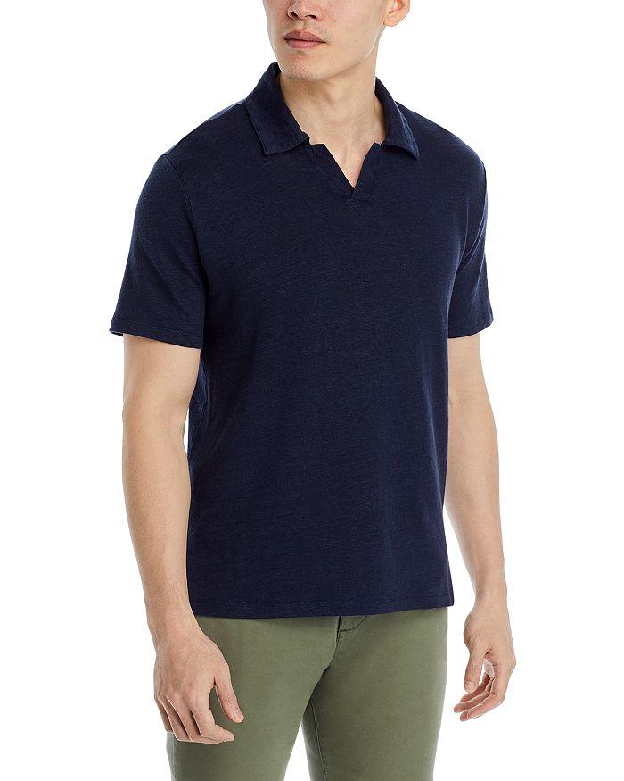 Officine Générale Heathered Open Collar Short Sleeve Polo Shirt