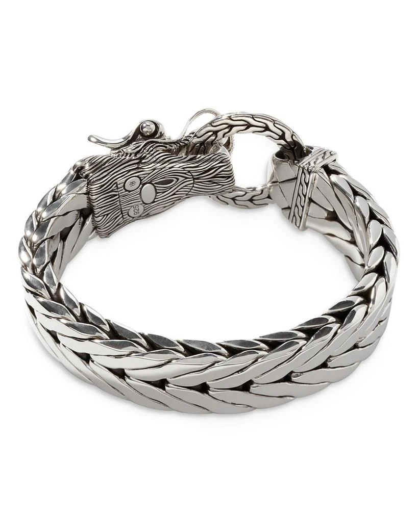 John Hardy Men's Naga Silver Dragon Head Bracelet on Fishtail Chain 4