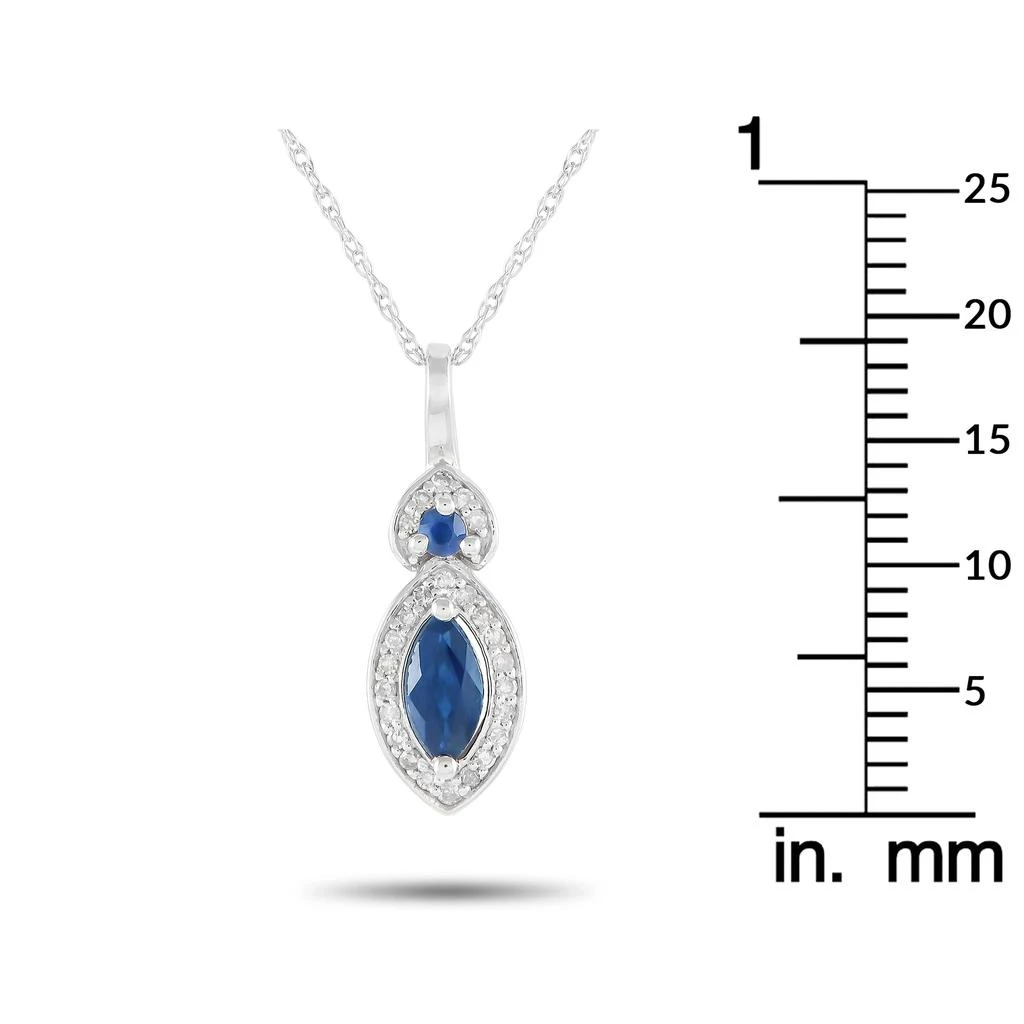 LB Exclusive 14K White Gold 0.07ct Diamond and Sapphire Marquise Necklace PD4-16299WSA 4