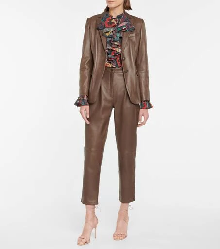 ETRO High-rise tapered leather pants 2