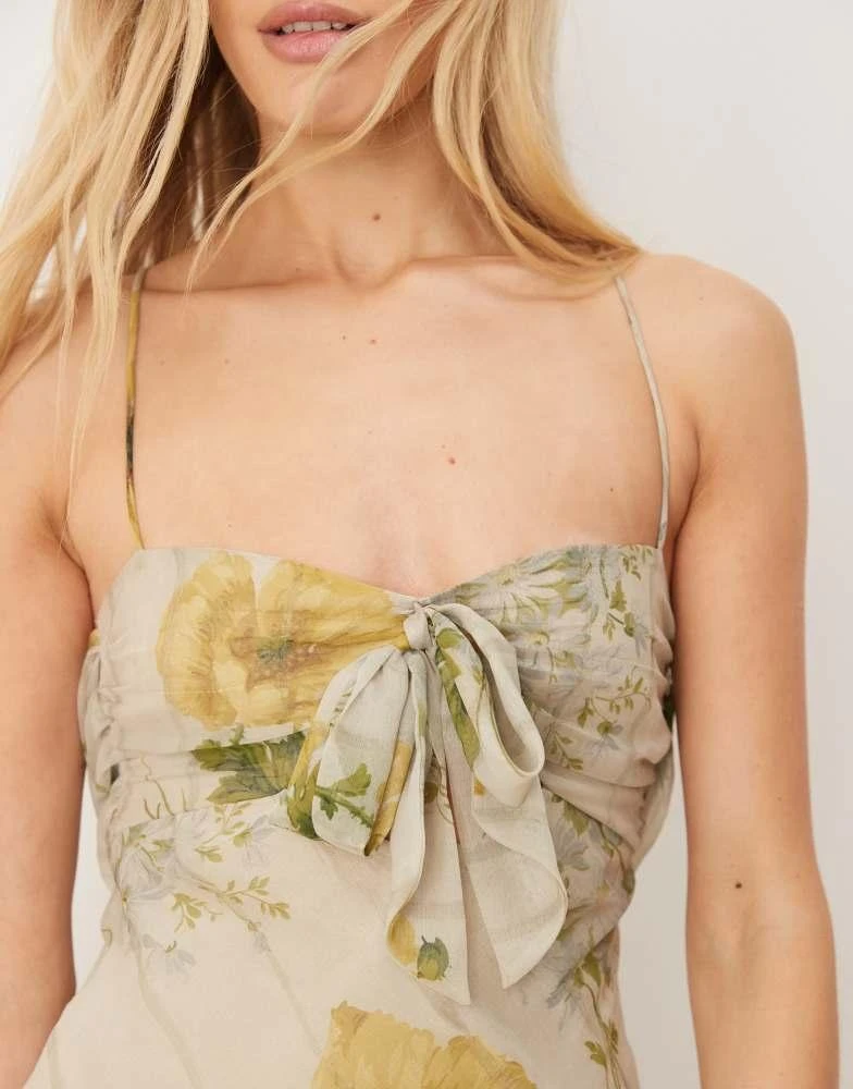 Shop ASOS DESIGN satin bust bow front chiffon maxi dress in yellow floral  print on Sale at BeyondStyle  Get 25% Off ASOS DESIGN satin bust bow front  chiffon maxi dress in
