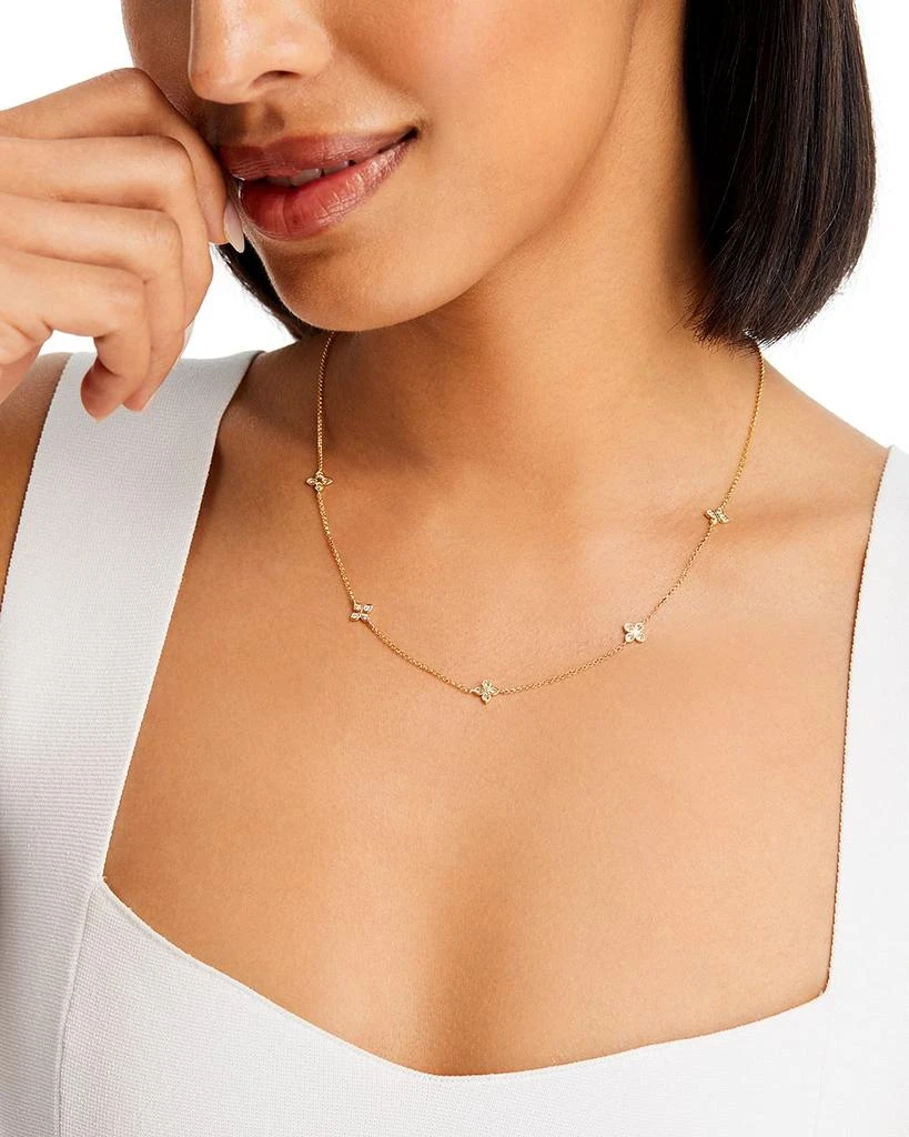 Roberto Coin 18K Yellow Gold Verona Love by the Inch 5 Station Flower Diamond Necklace, 17" 4