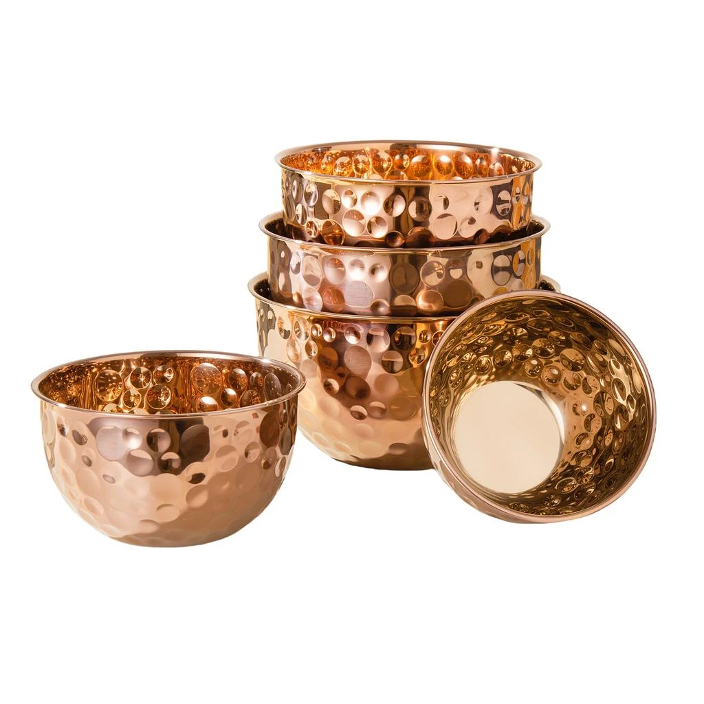 Megachef Hammered Bubble Texture 5 Piece Stainless Steel Serving Bowl Set in Copper 2