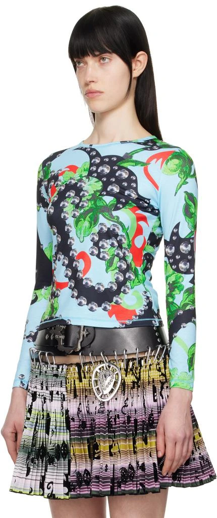 CHOPOVA LOWENA Blue Spangle Tangle Fitted Jersey T-shirt 4
