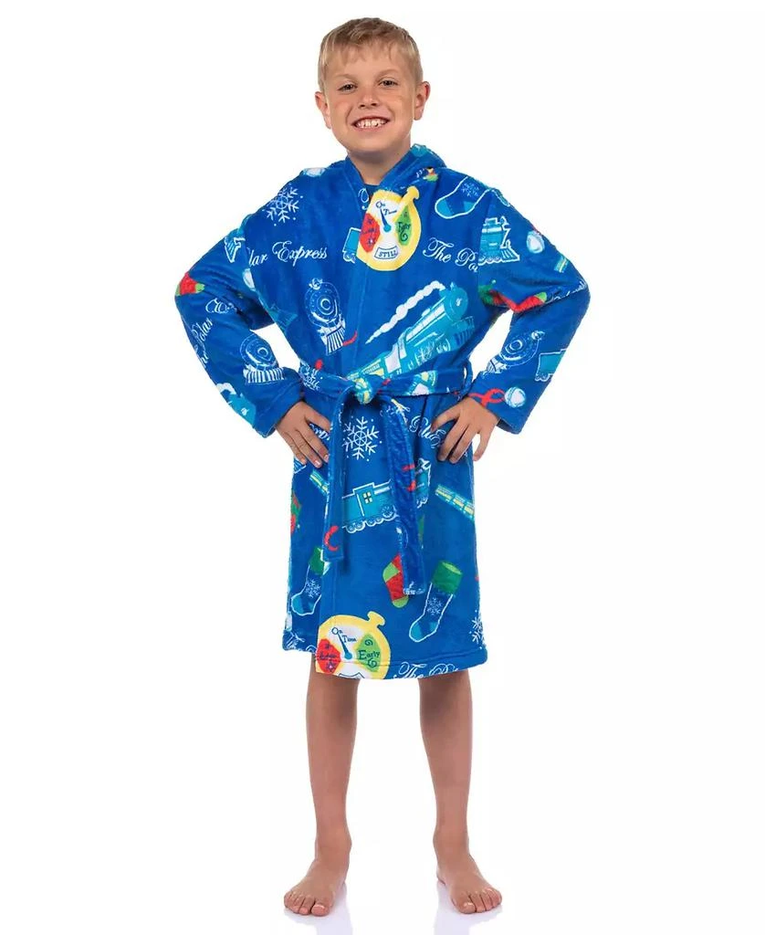 Polar Express Boys The Robe Christmas Movie Holiday Plush Hooded Bathrobe