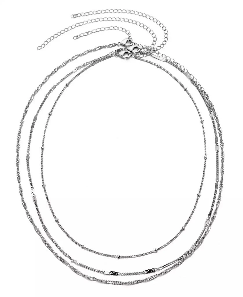 ADORNIA Silver 3-Chain Necklace Set 2