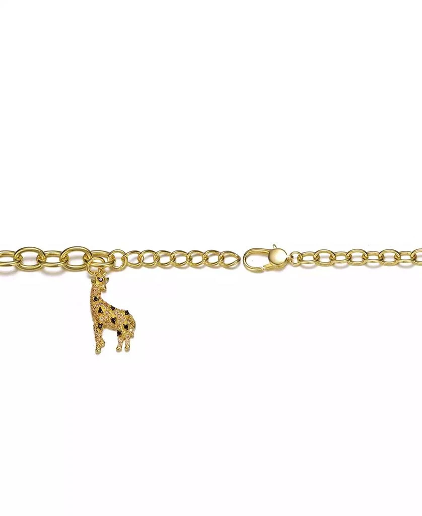 Genevive Women
s 14K Gold Plated Fancy CZ Giraffe Dangle Charm Bracelet 3