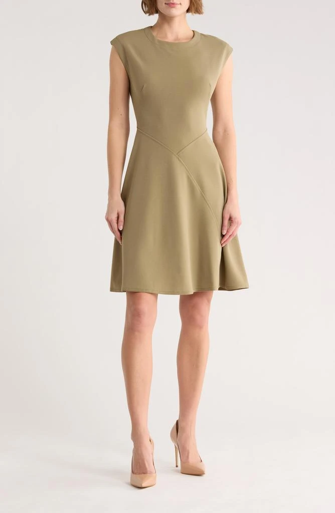 a line dress calvin klein Red Sleeveless A-Line Midi Dress by Calvin Klein  SilkRoll