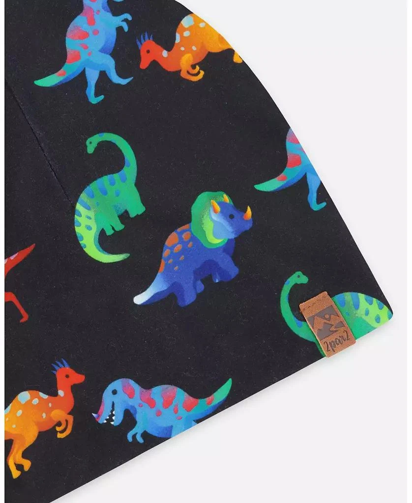 Deux par Deux Boy Stretch Jersey Beanie Black Dinosaur Print - Toddler|Child 5