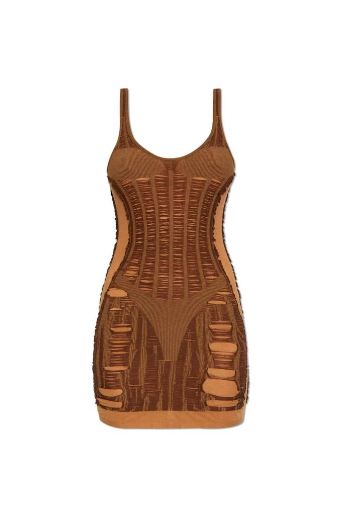 diesel brown dress Diesel Logo Ruched Bodycon Shimmer Maxi Dress Brown
