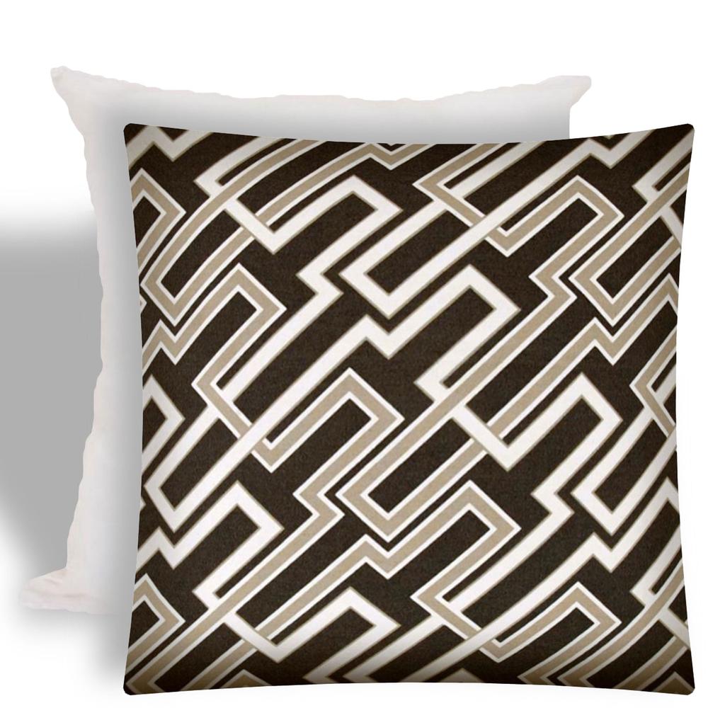Homezia 17" X 17" Taupe And Chocolate Zippered Trellis Throw Indoor Outdoor Pillow