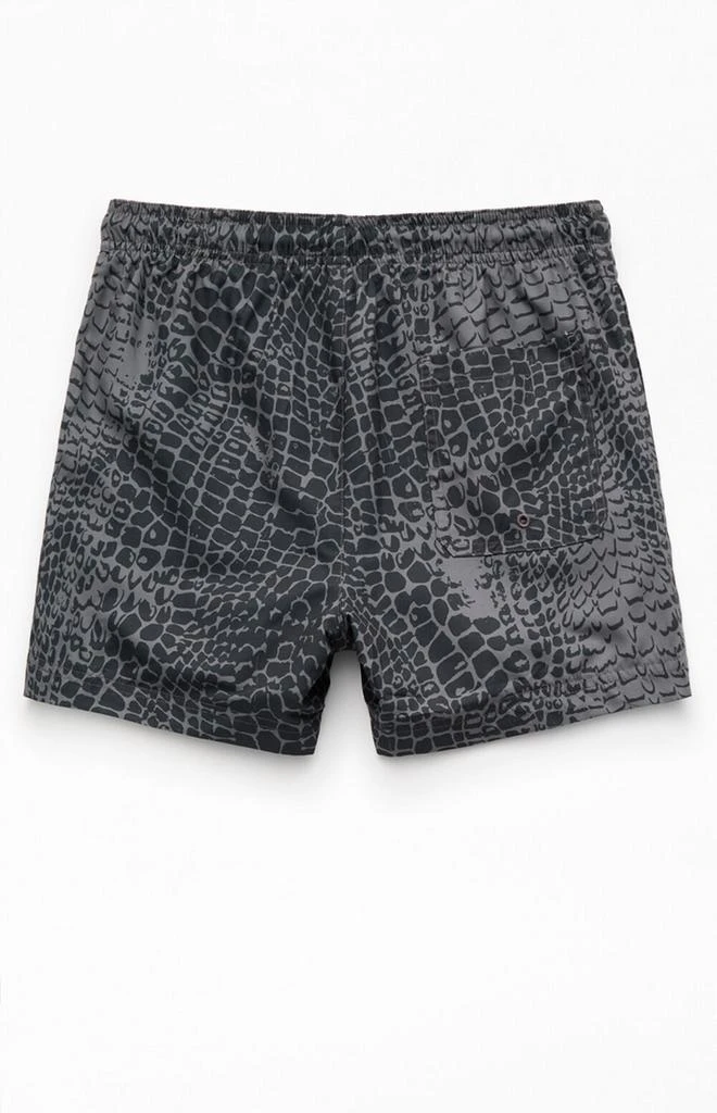 PacSun Black Crocodile 4.5" Swim Trunks 2