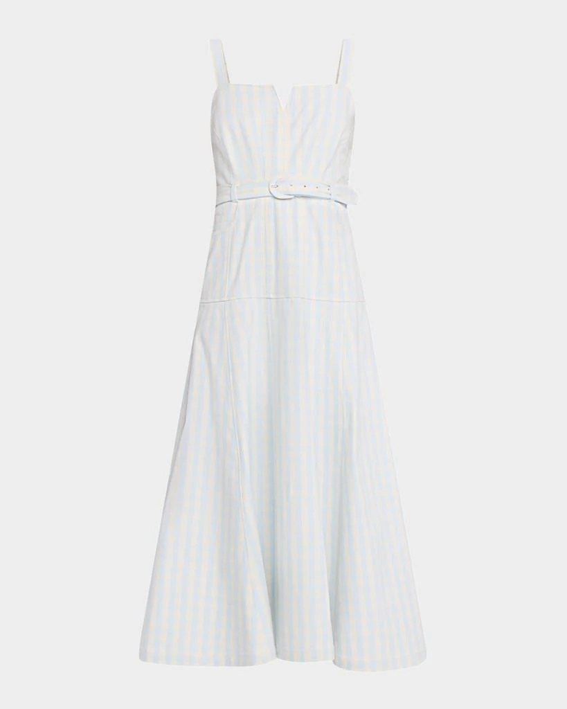 Cinq a Sept Tina Gingham Denim Midi Dress 1