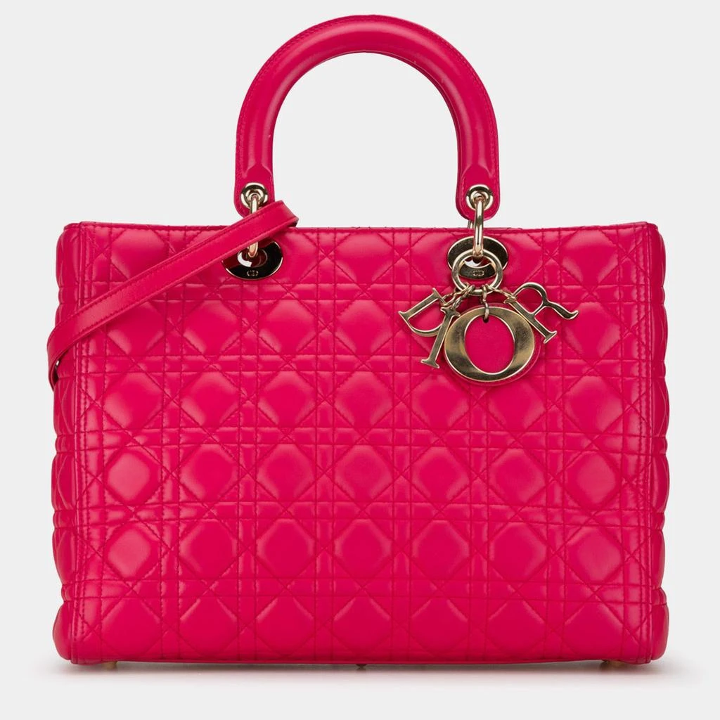 Dior Dior Pink Leather Large Cannage Lady Dior Tote Bag 1