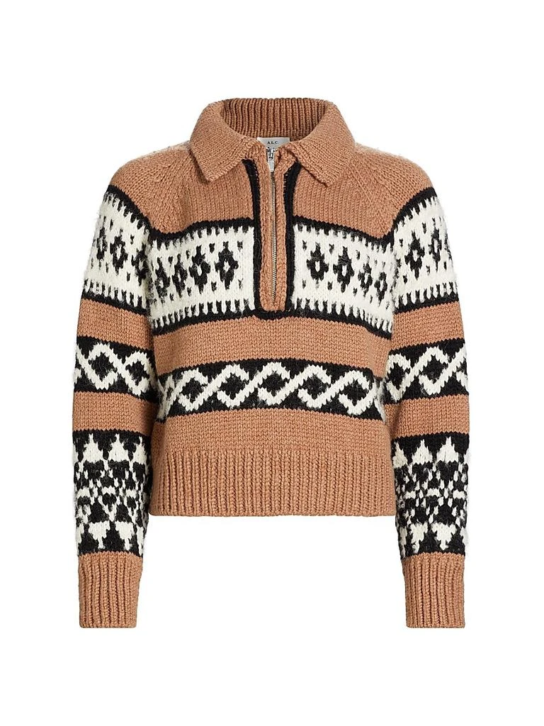 A.L.C. Carter Intarsia Merino-Wool Half-Zip Sweater 1